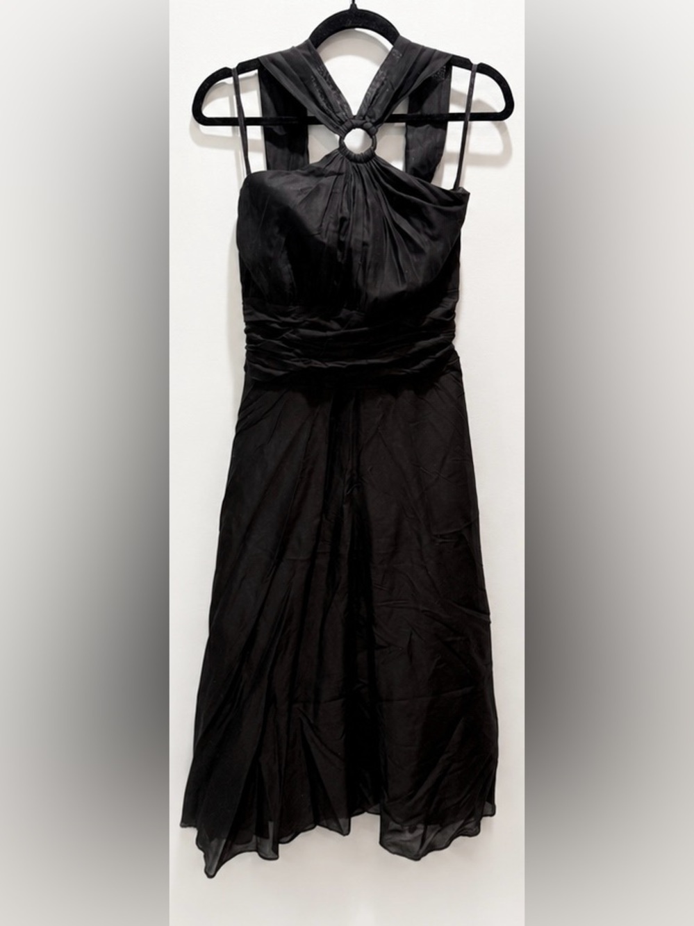 White House Black Market Black Halter Ring Detail Cocktail Dress Size 6